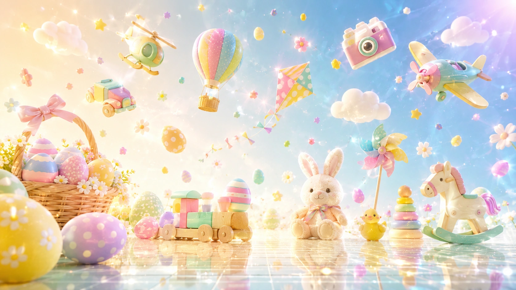 Playful Easter toy categories background